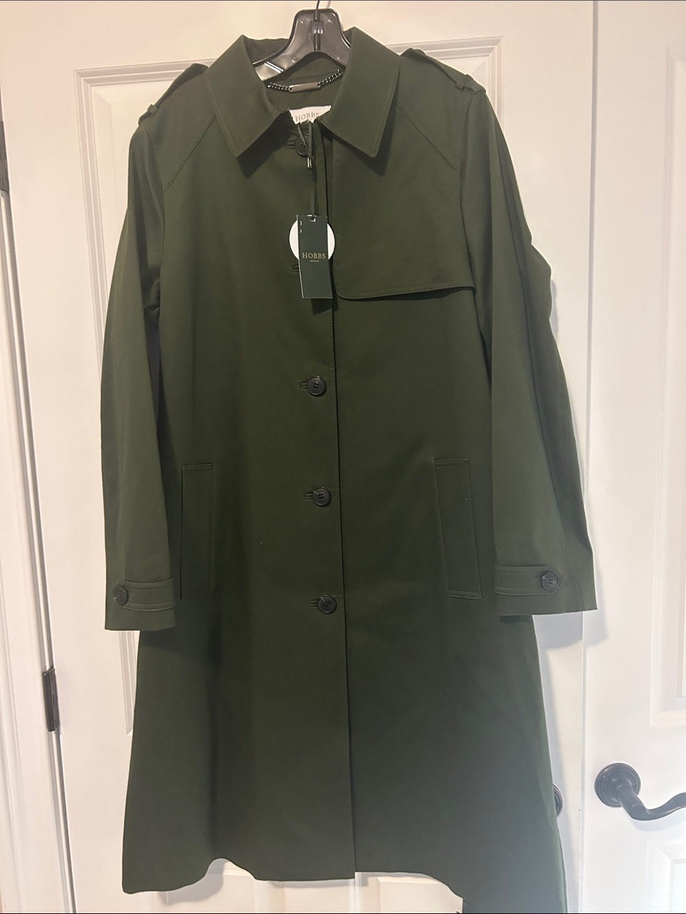Hobbs Olive Green Women's Trench Coat - Classic Tailored Style